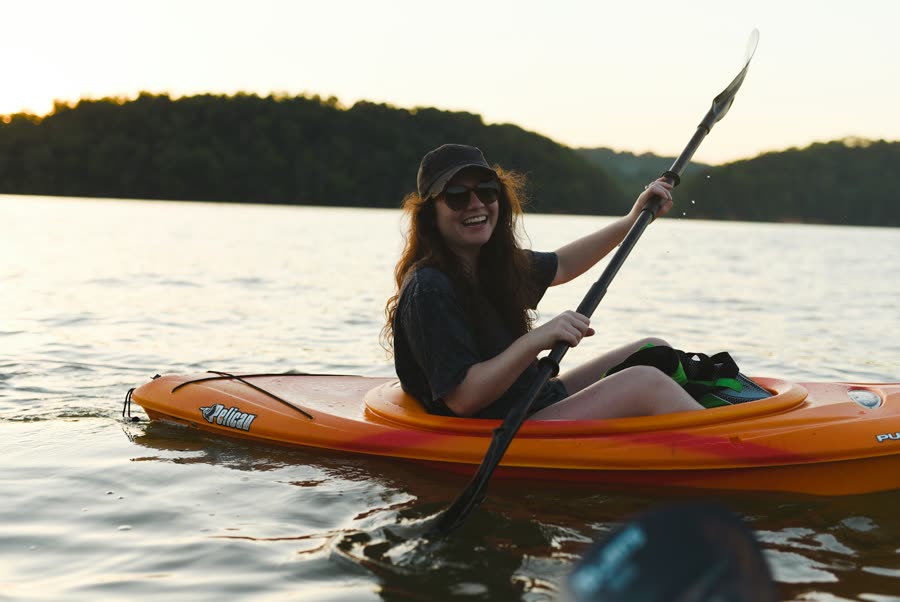 Kayaking on a lake