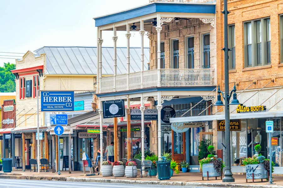 Storefronts on a small-town main street